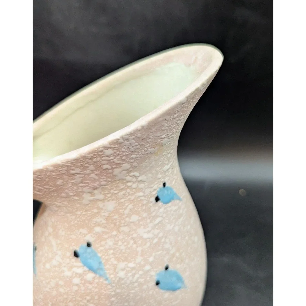 Vintage Mid Century Pink Lava Glaze Pitcher W/ Handle MCM 8.5